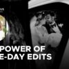 Bride and groom posing inside a car, captured to showcase the intimate moments preserved through same-day edits.