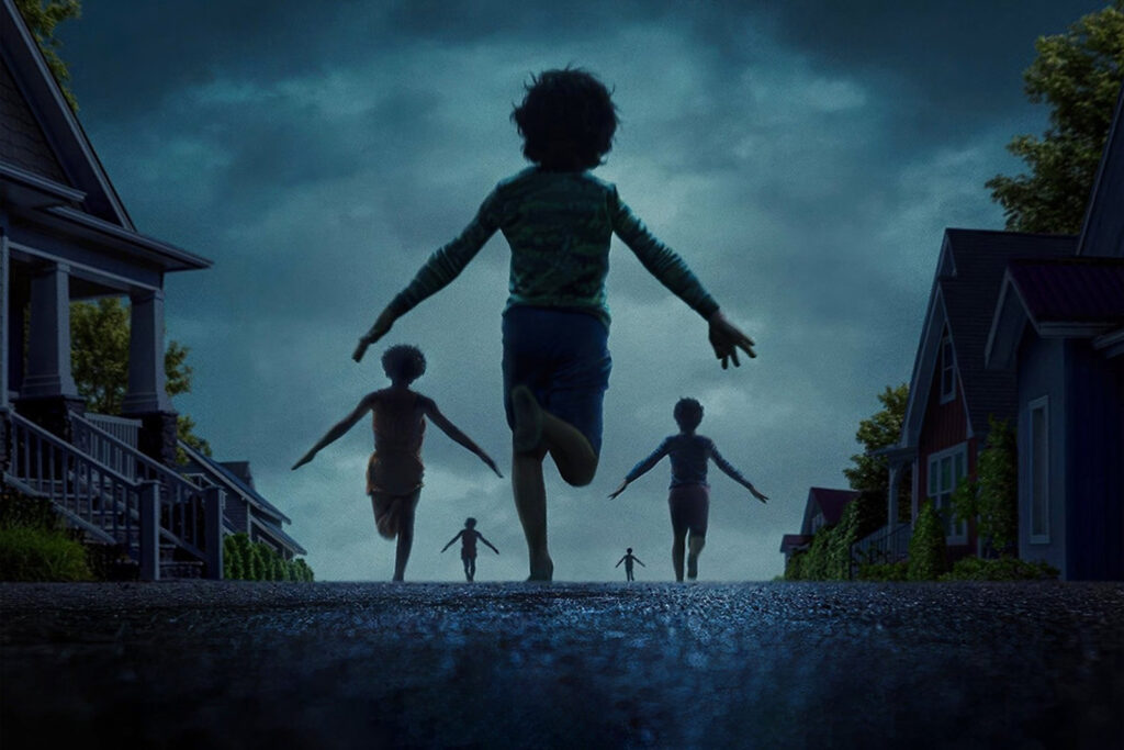 Official movie poster for the horror film “Weapons,” directed by Zach Cregger, which draws visual inspiration from Nick Ut’s iconic “Napalm Girl” photograph.